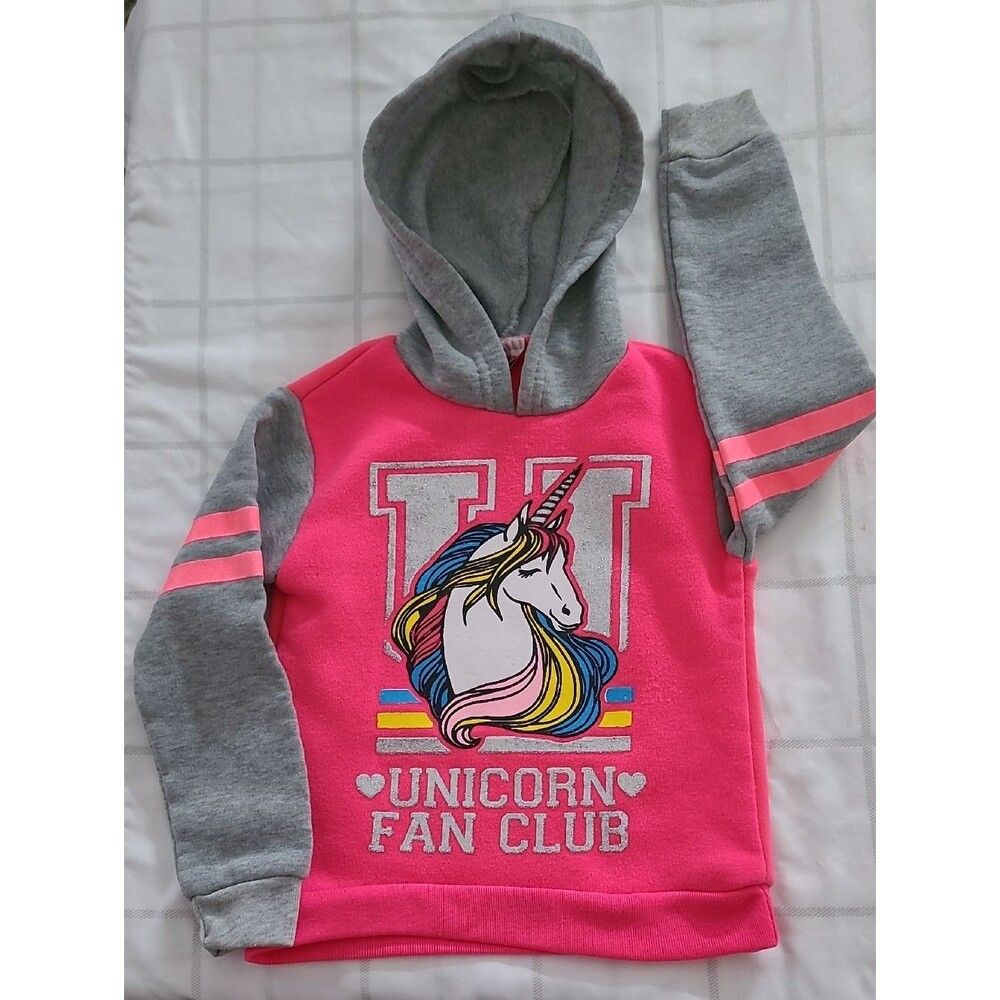 Diva 2T Girls Pink & Gray Unicorn Hoodie Sweatshirt ♻️ 5/$10 ♻️